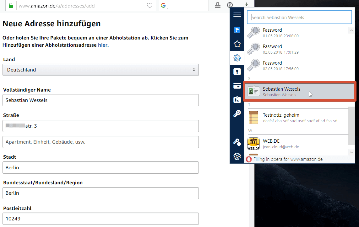 1Password Adresse