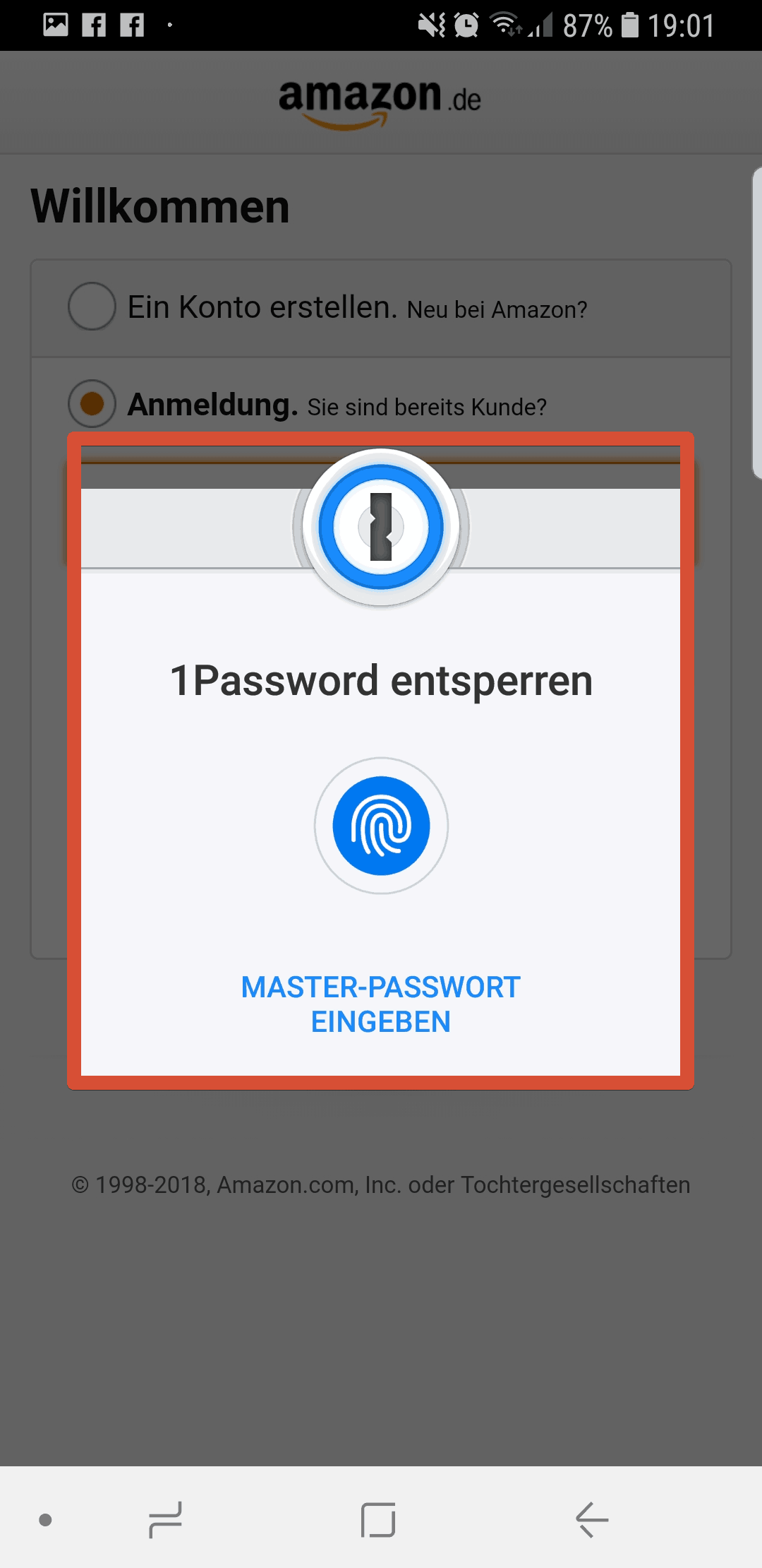 1Password App entsperren