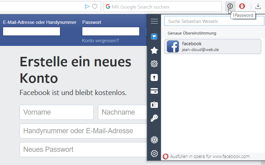 facebook login vergessen