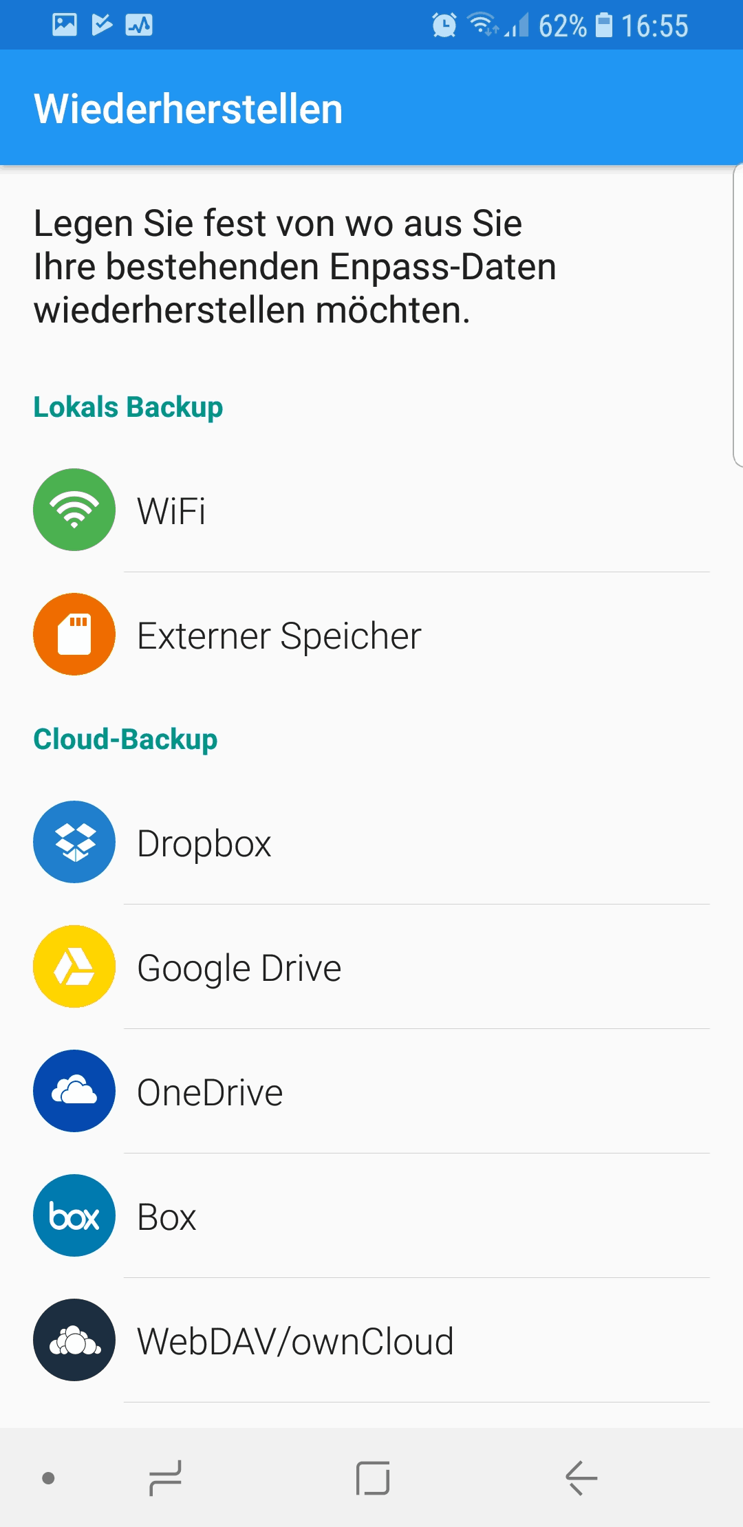 Enpass App wiederherstellen