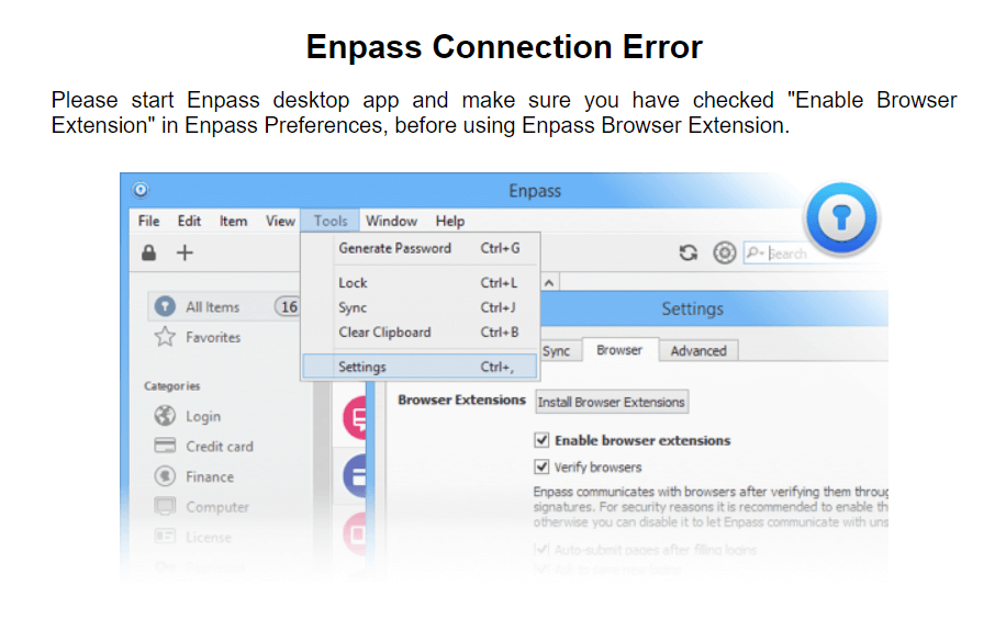 Enpass Connection Error