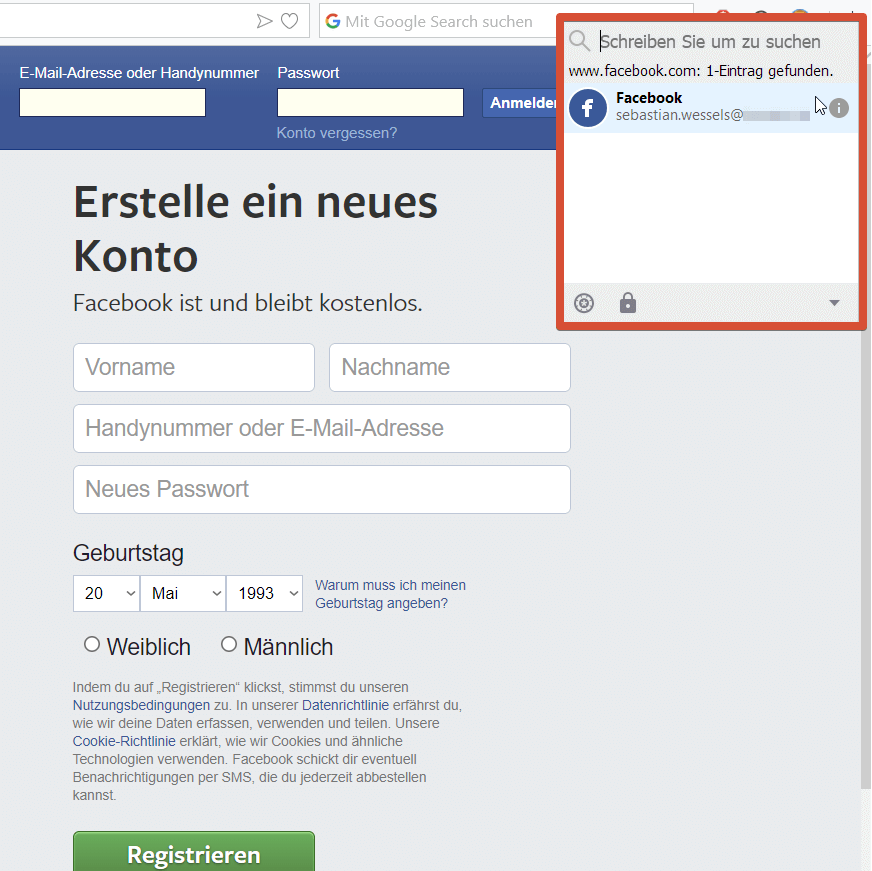 Enpass Login Facebook