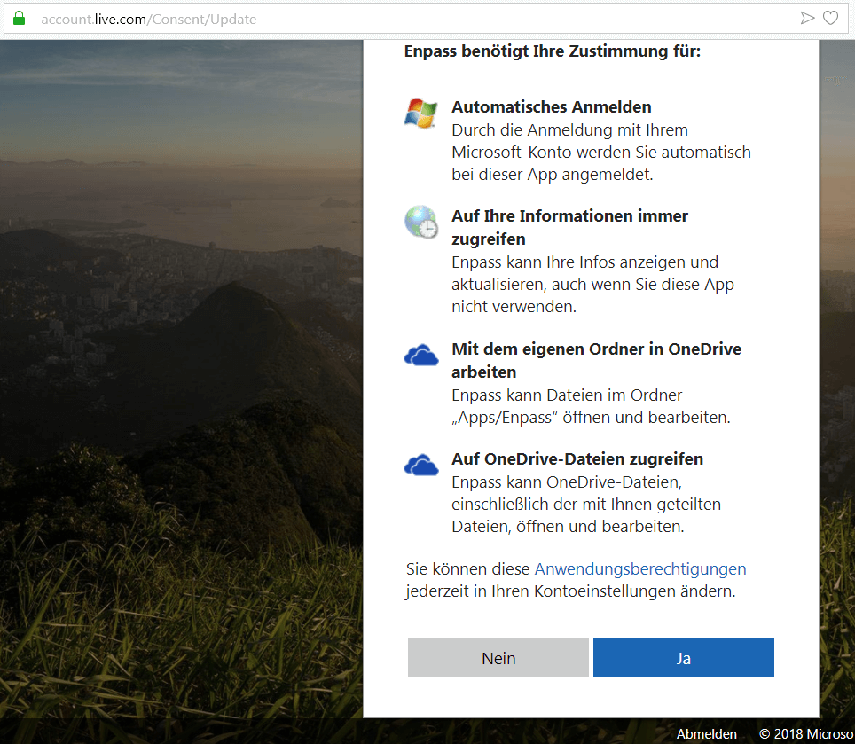 Enpass Onedrive Zustimmung