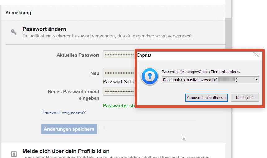 Enpass Passwort aendern