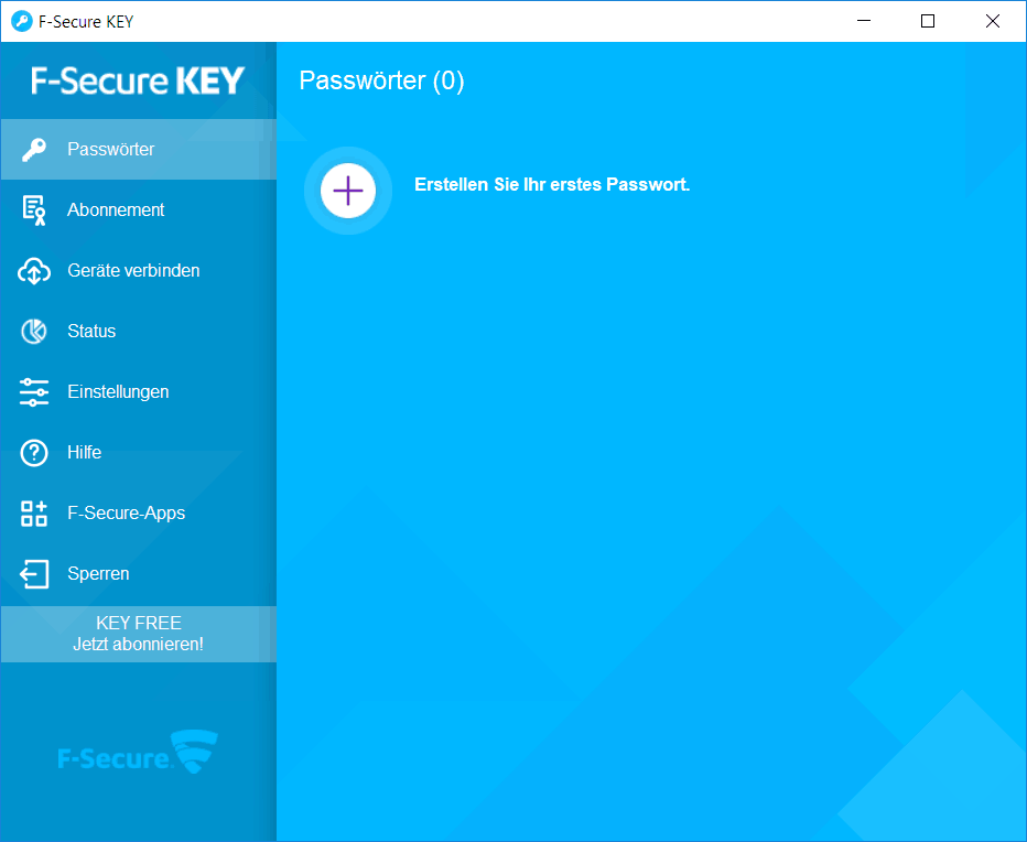 F-Secure KEY – Master-Passwort-Eingabe