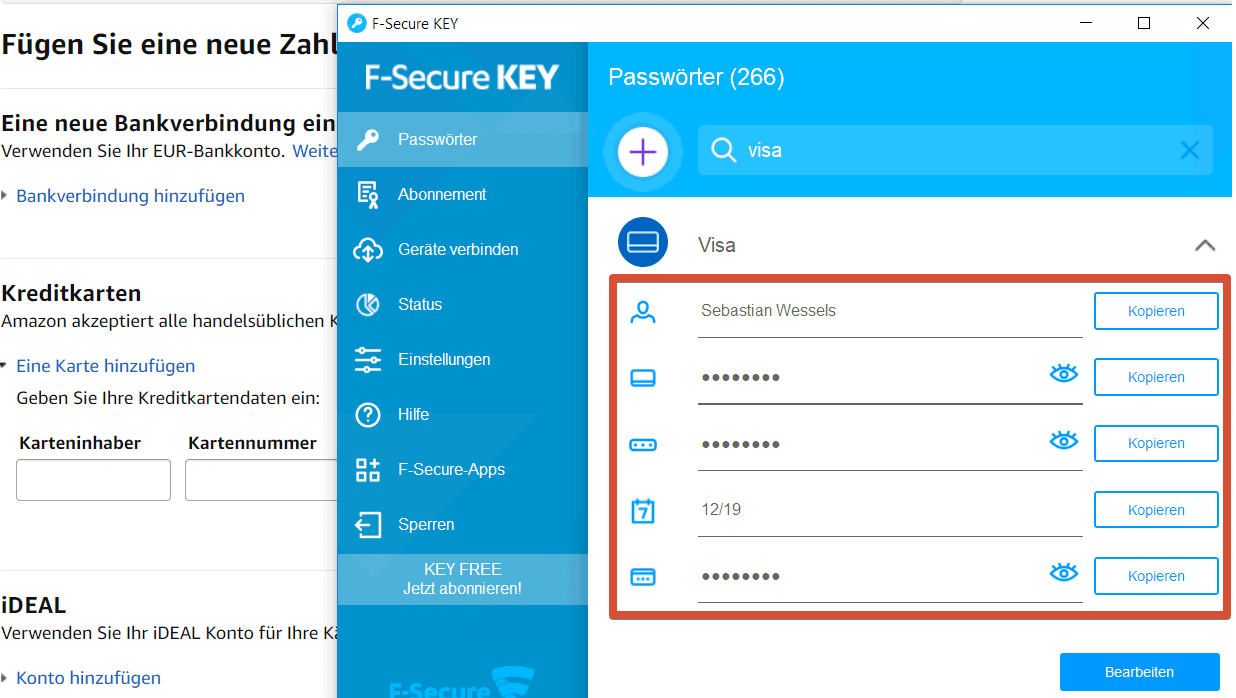 F-Secure KEY – Kreditkarte kopieren