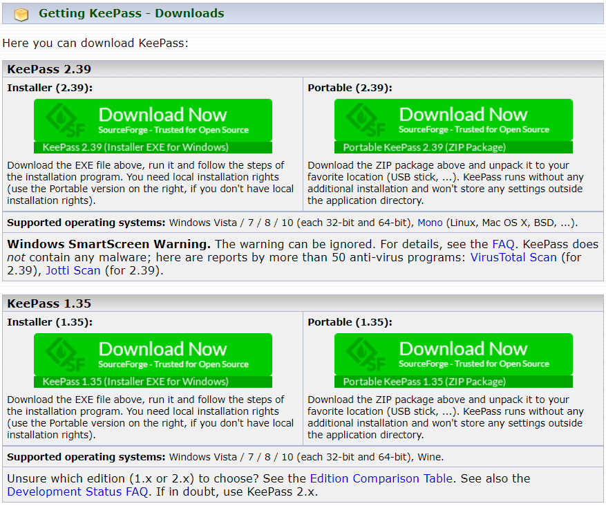 KeePass Downloads