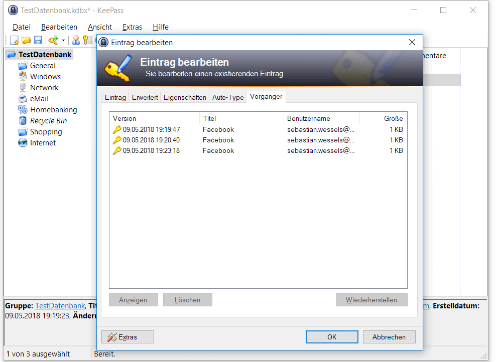 KeePass History