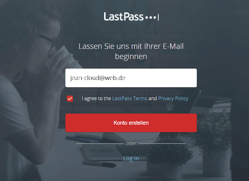 Kontoerstellung mit E-Mail