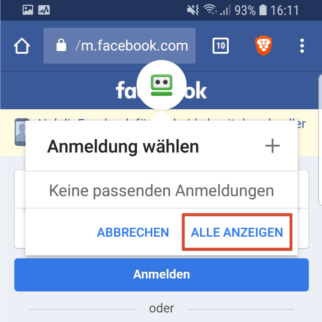 Roboform App brave alle anzeigen