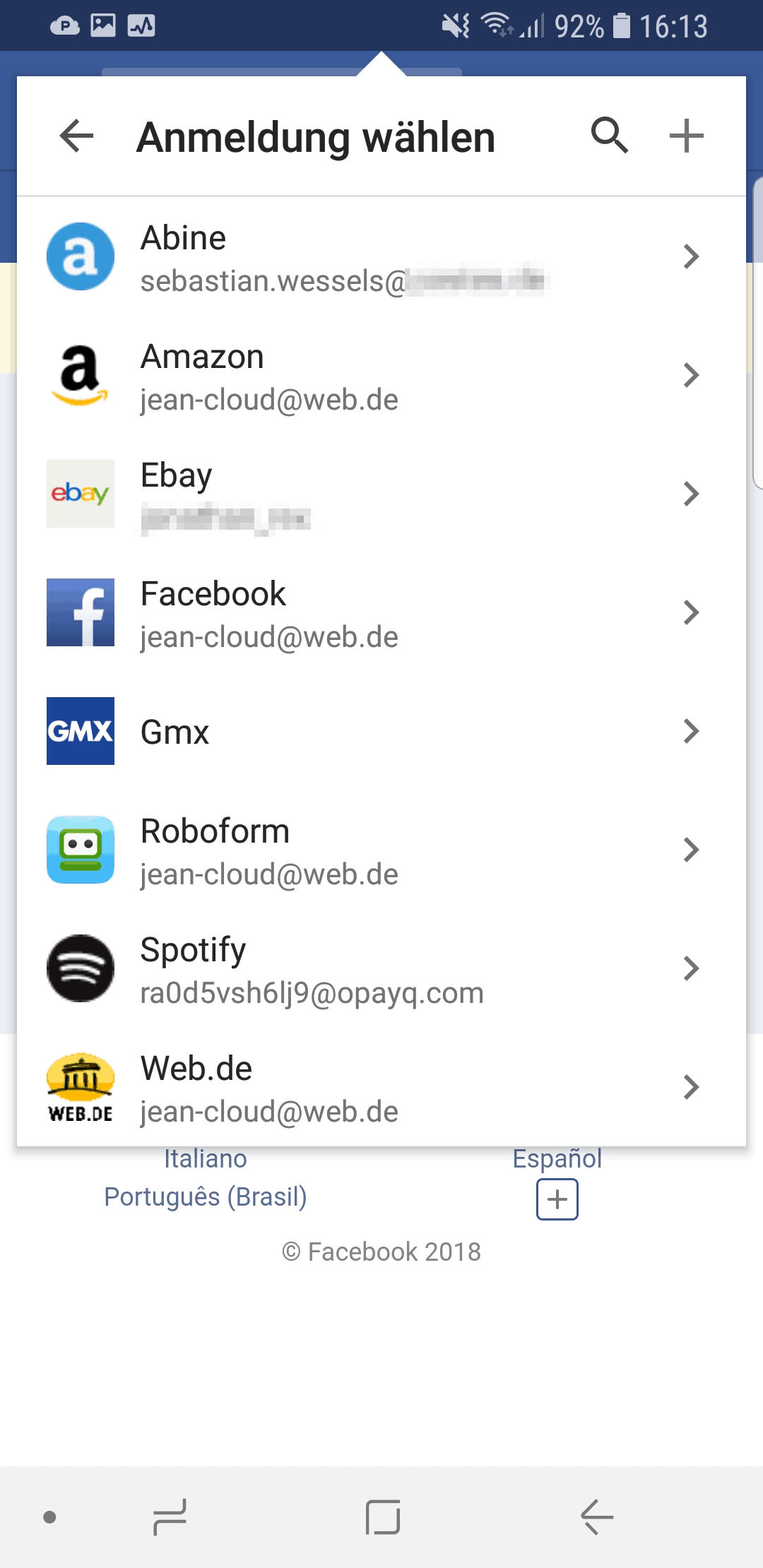 Roboform App Brave-Browser-Option: alle anzeigen