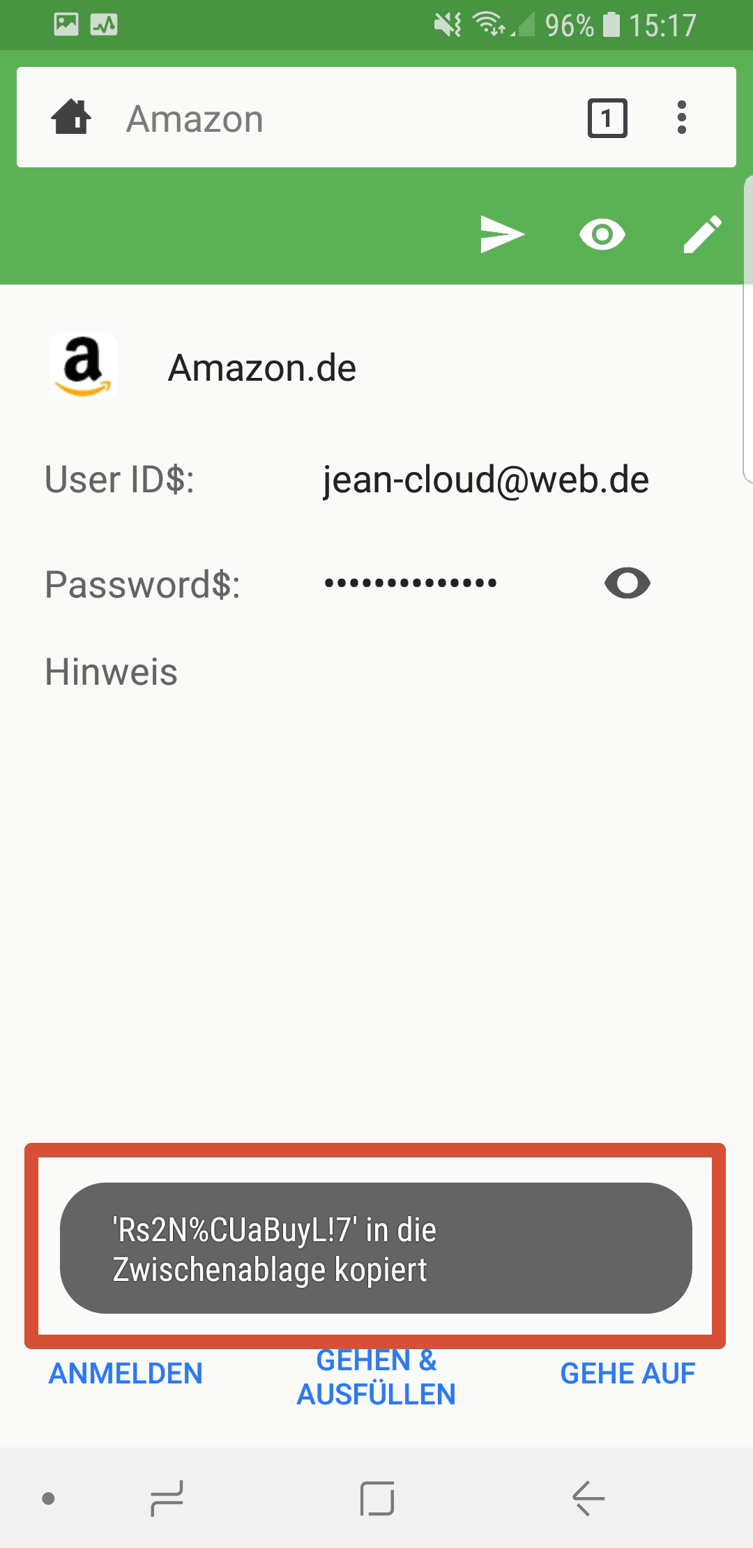 Roboform App zwischenablage