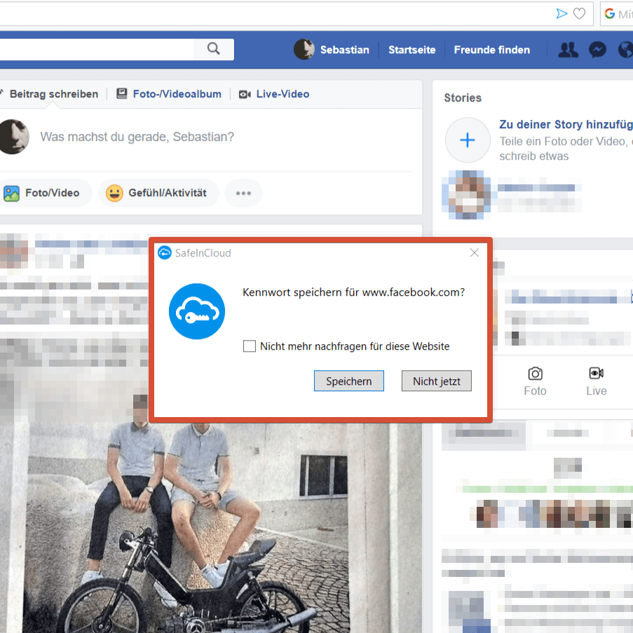 Safeincloud automatisches speichern Facebook