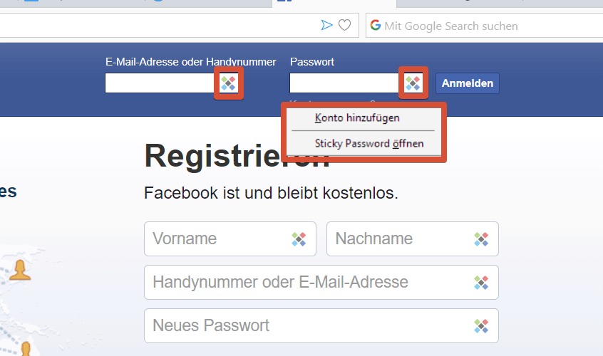 Sticky Password Facebook