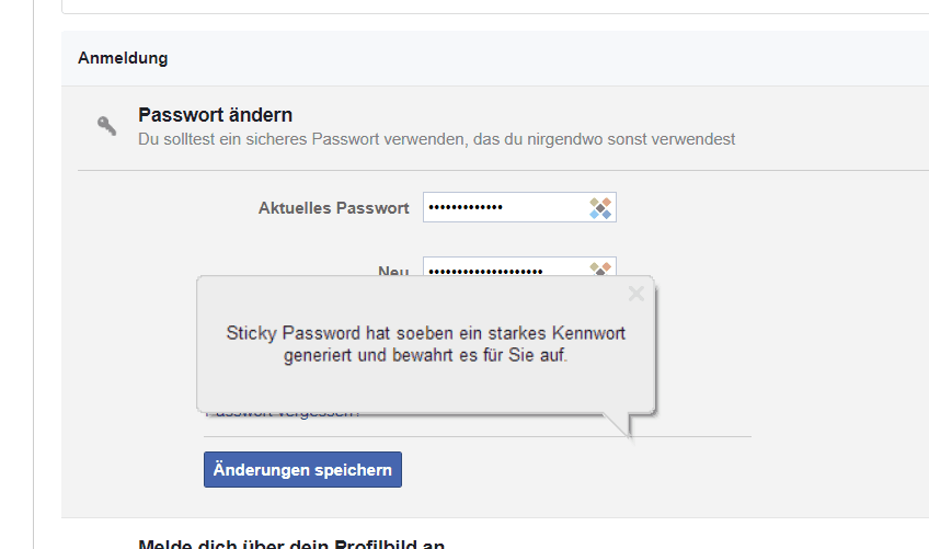 Sticky Password Passwort aendern Facebook