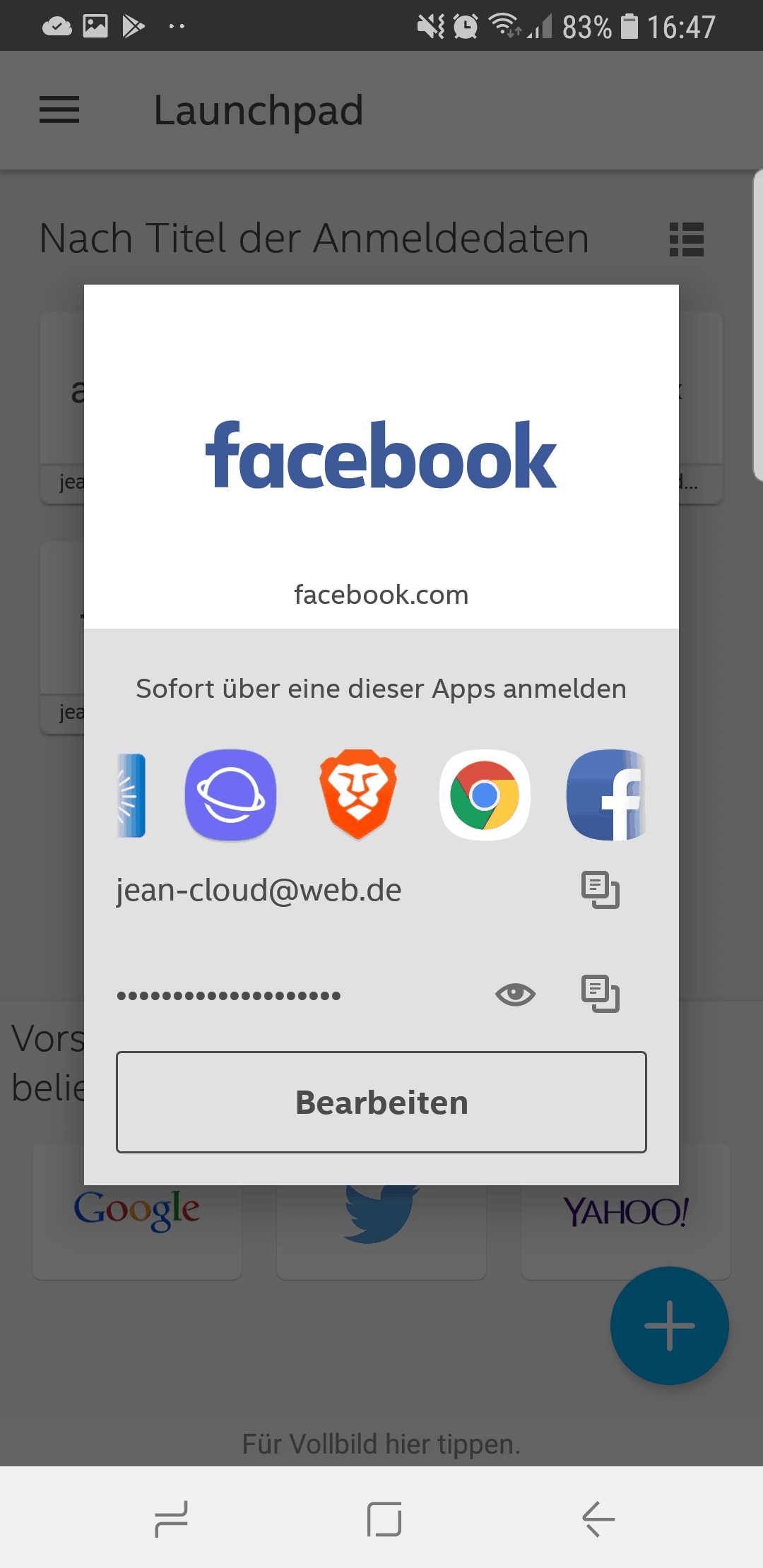 True Key App waehlen