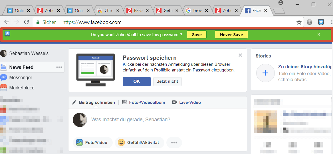 Zoho Vault automatisches speichern