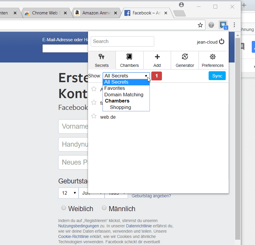 Zoho Vault Browser Erweiterung