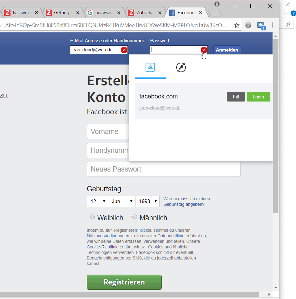 Zoho Vault automatisches speichern anpassen