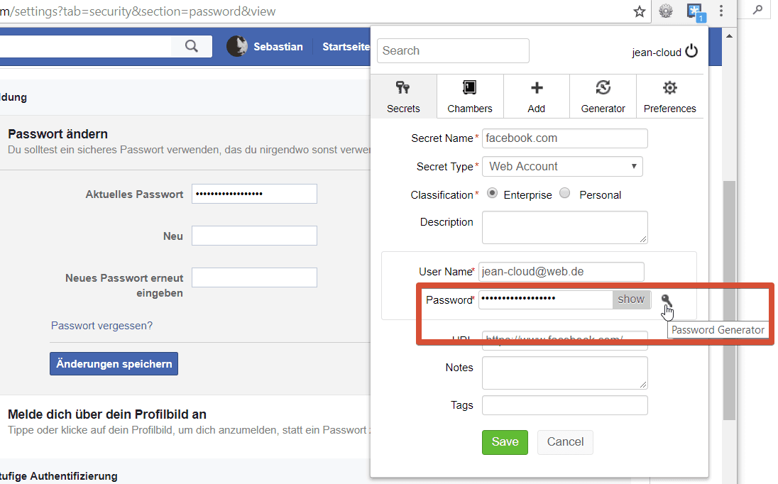 Zoho Vault Passwort aendern in Eintrag