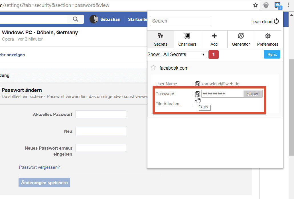 Zoho Vault Passwort aendern kopieren