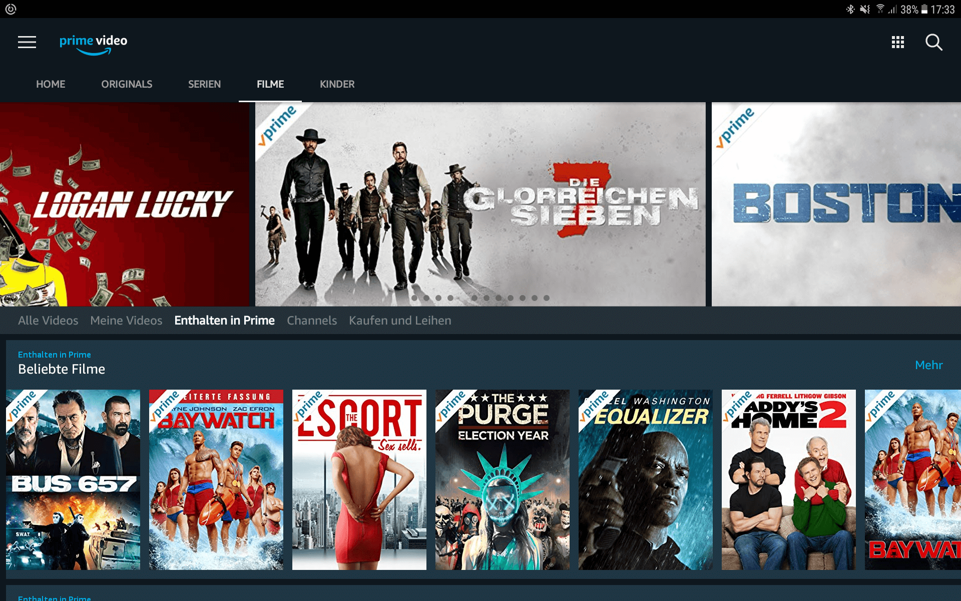 Amazon Prime Video App – Filmauswahl