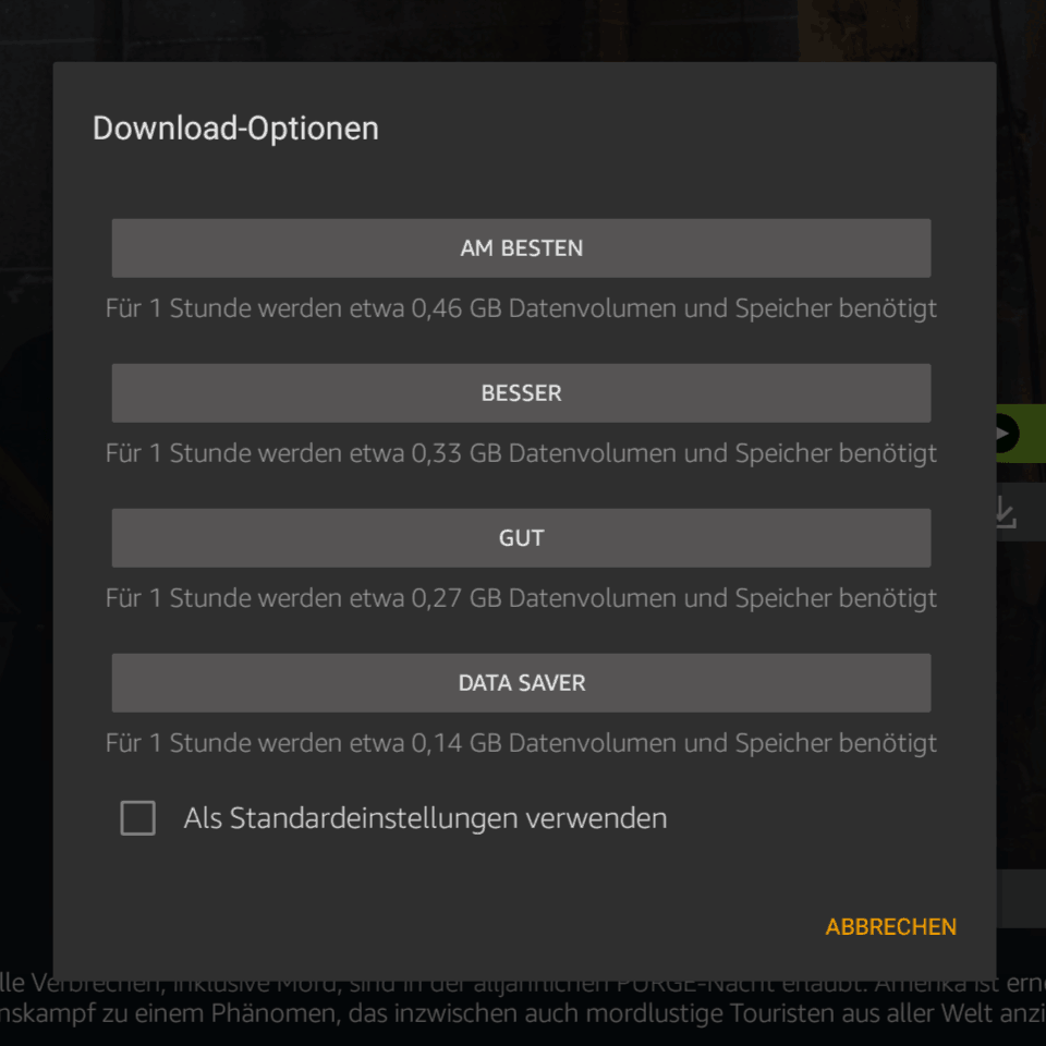 Amazon Prime Video – Download-Qualität