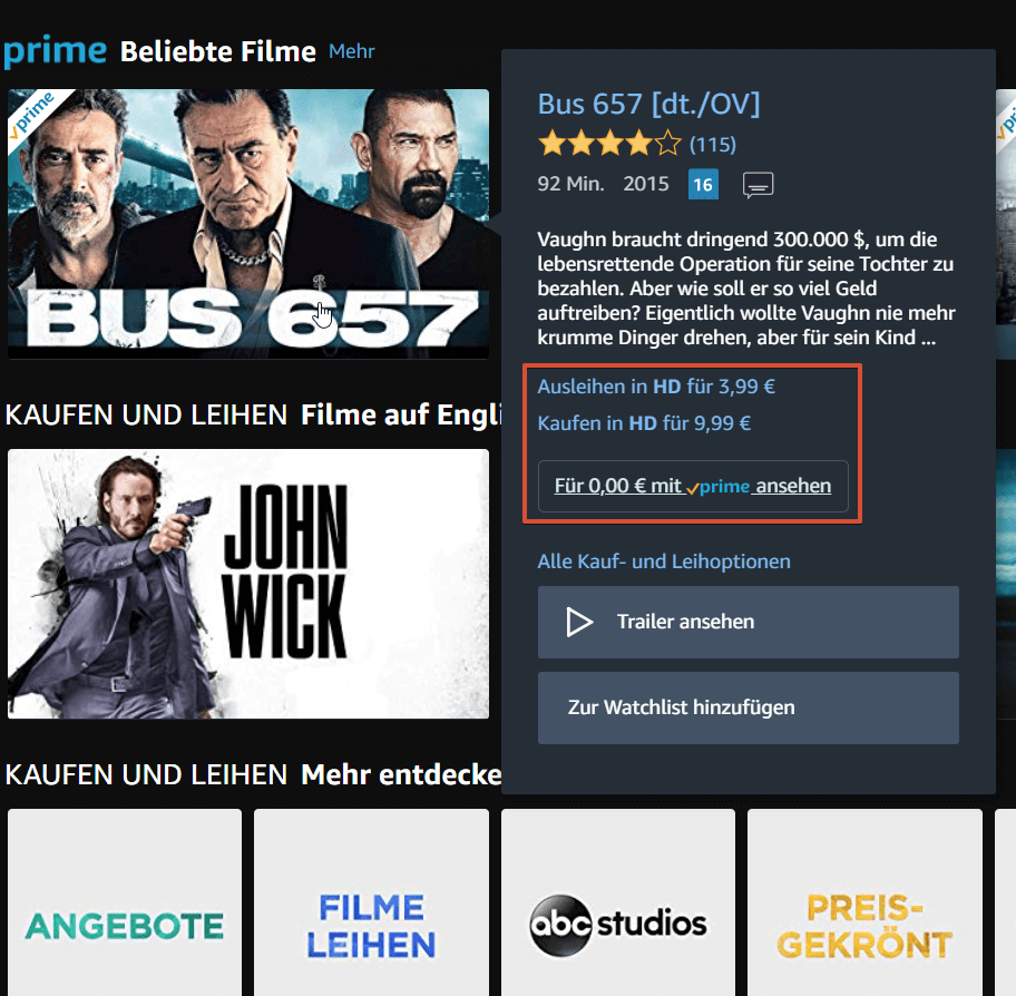 Amazon Prime Video - kaufen oder leihen