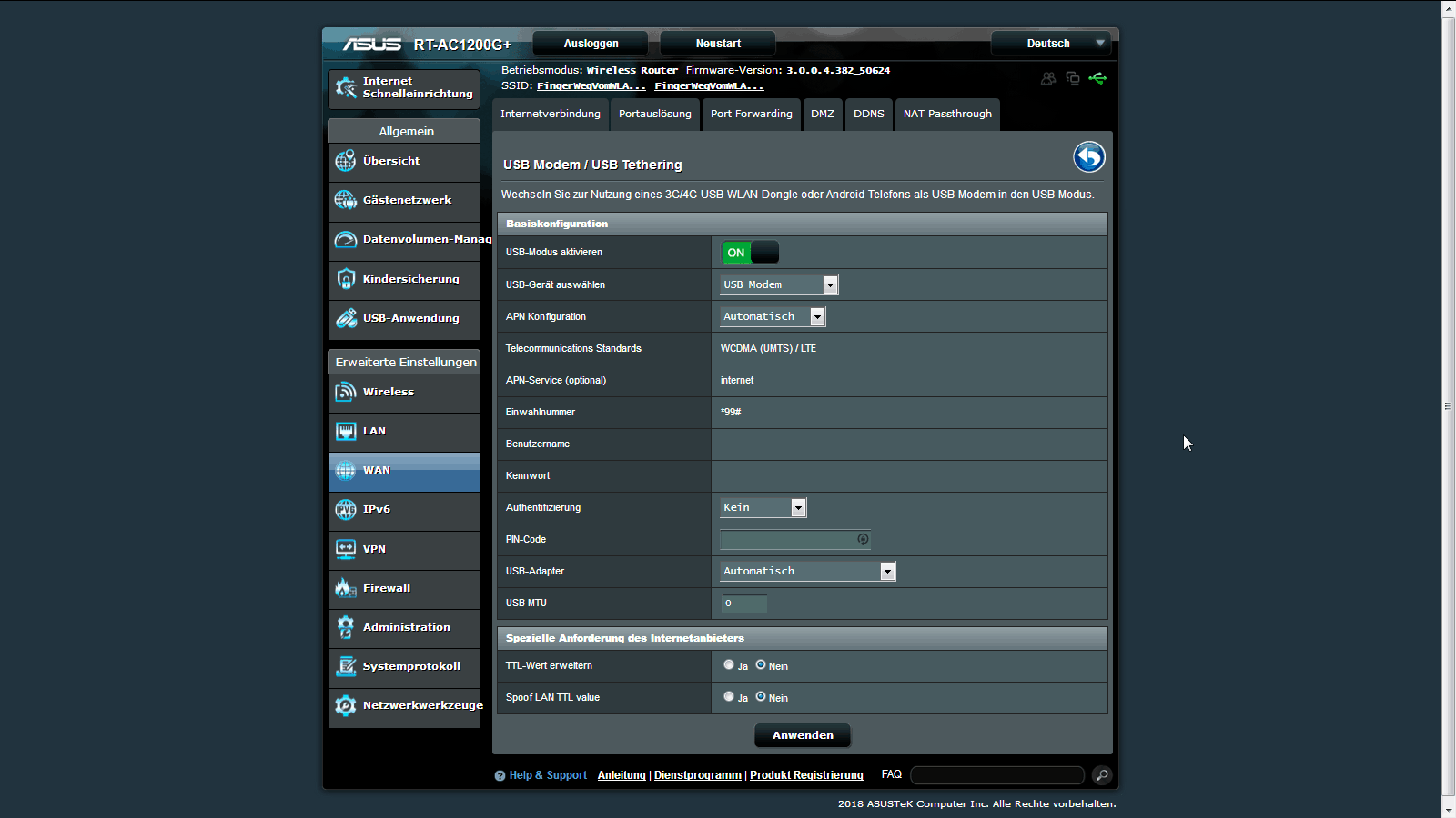 Asus RT-AC1200G LTE Router