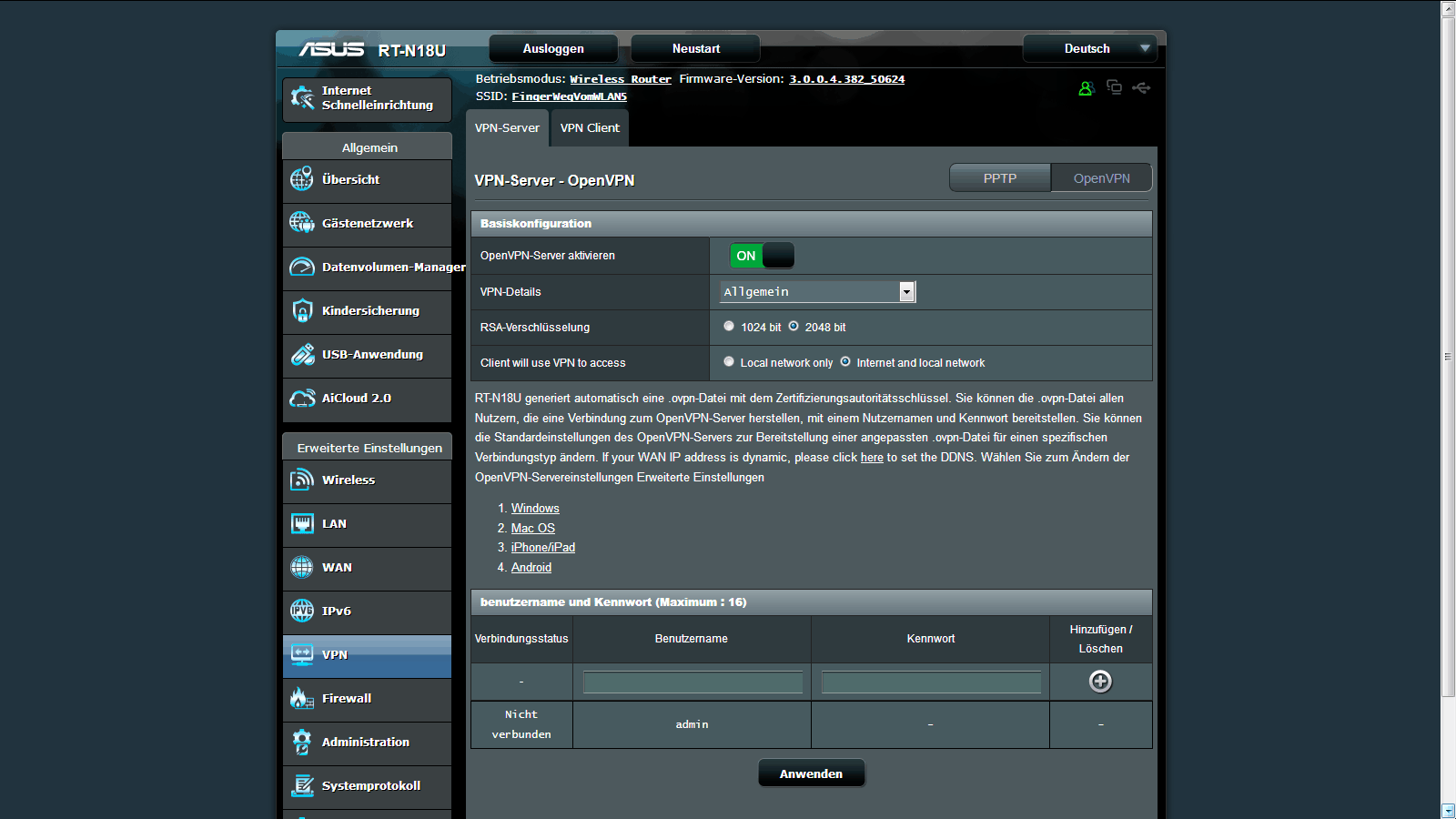 Asus RT-N18U N600 OpenVPN
