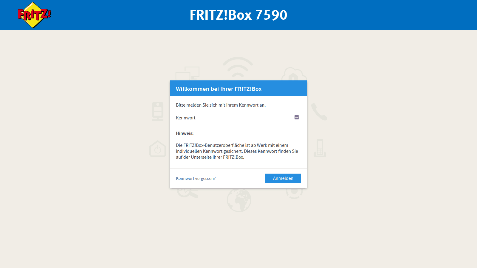 FritzBox 7590 – Anmeldung