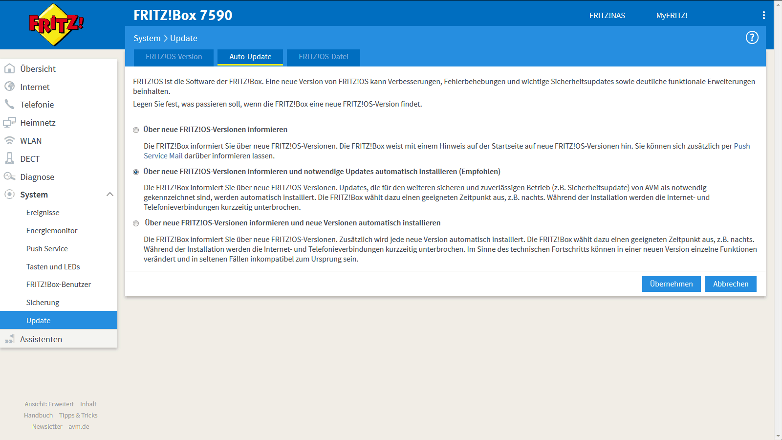 FritzBox 7590 – Auto-Update