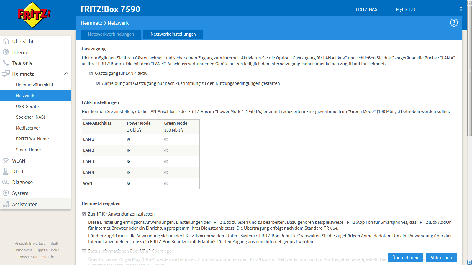 FritzBox 7590 – LAN-Schnittstellen