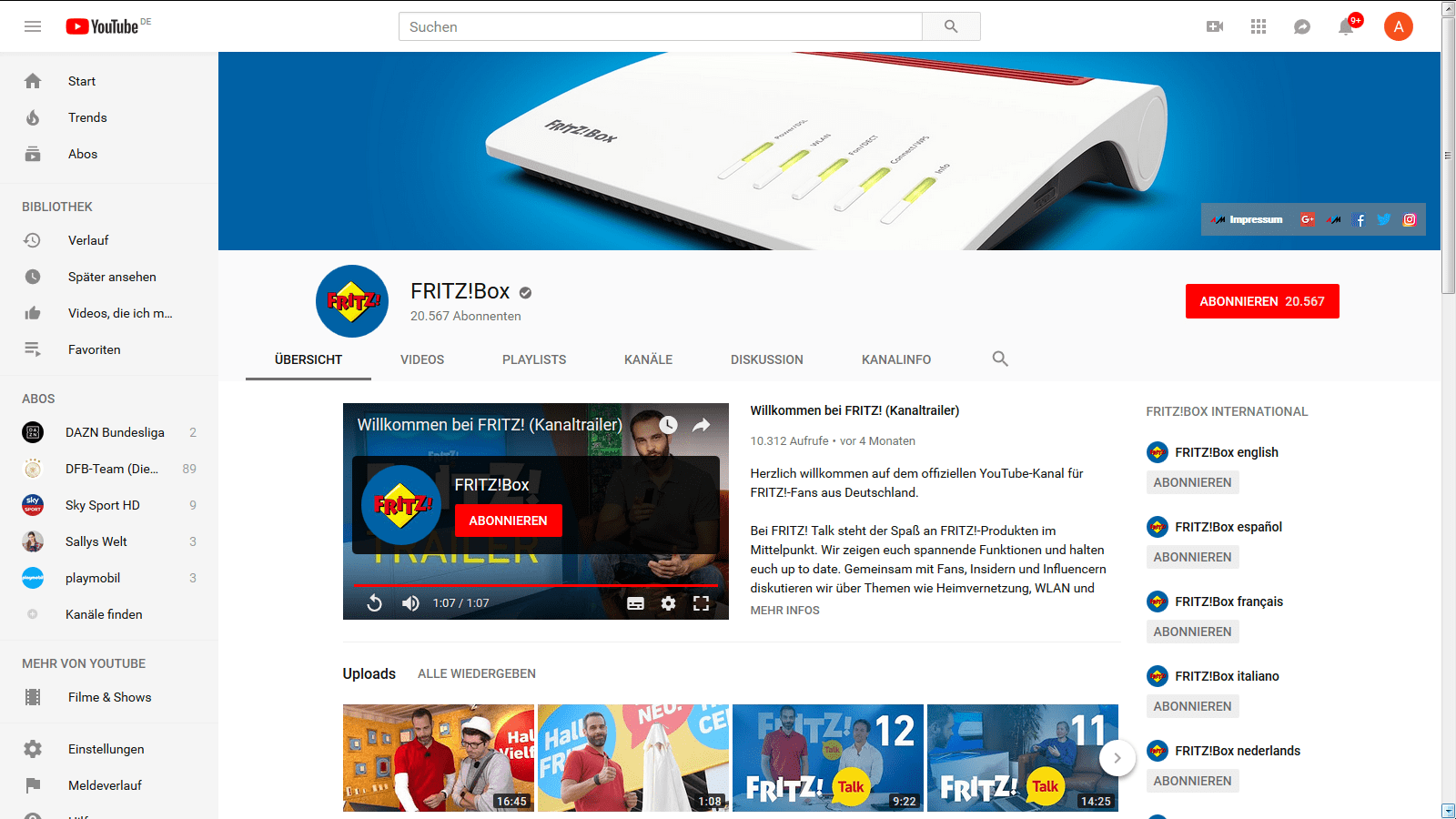 FritzBox 7590 – YouTube-Channel