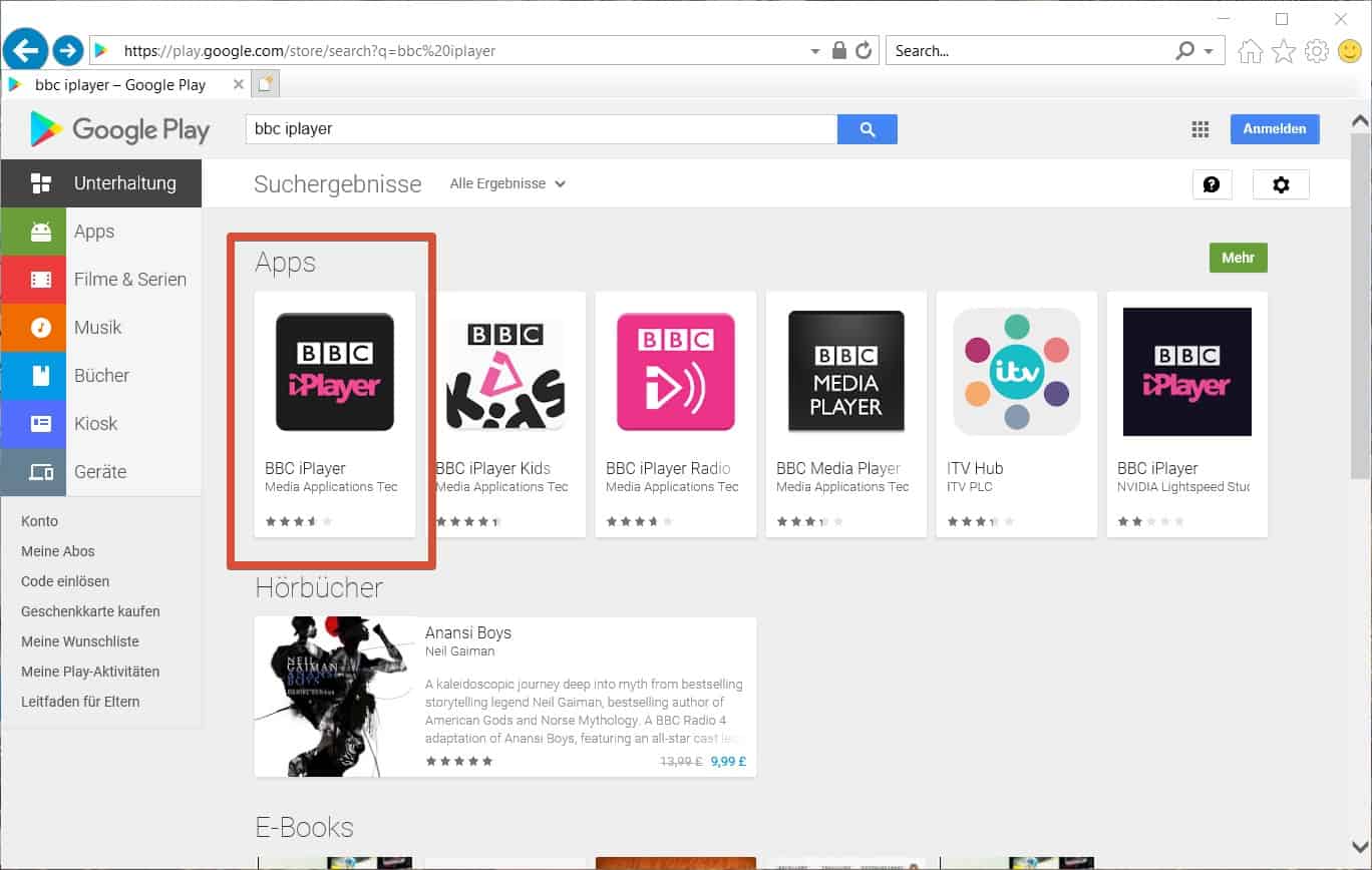 App im Google Play Store finden
