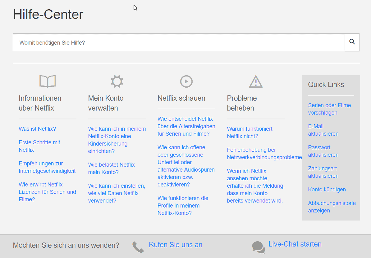 Netflix Hilfe Center