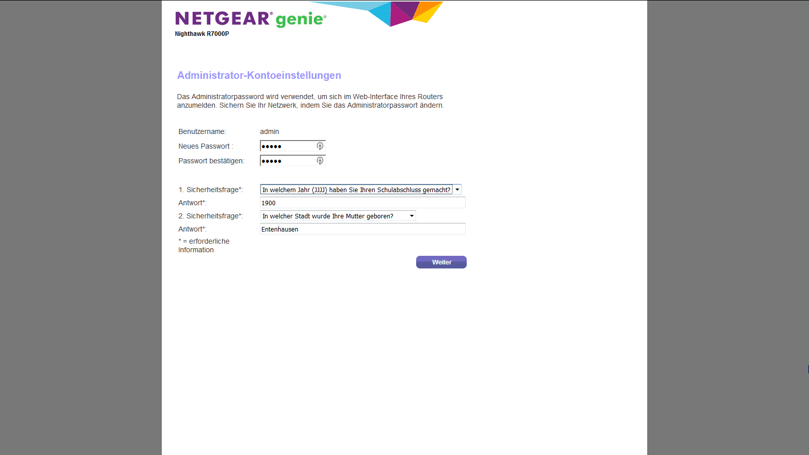 Netgear R-AC2300 Admin Konto