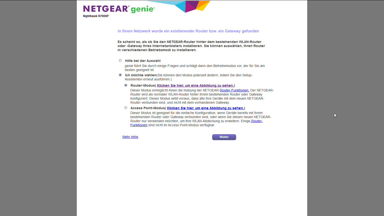 Netgear R-AC2300 Betriebsmodus