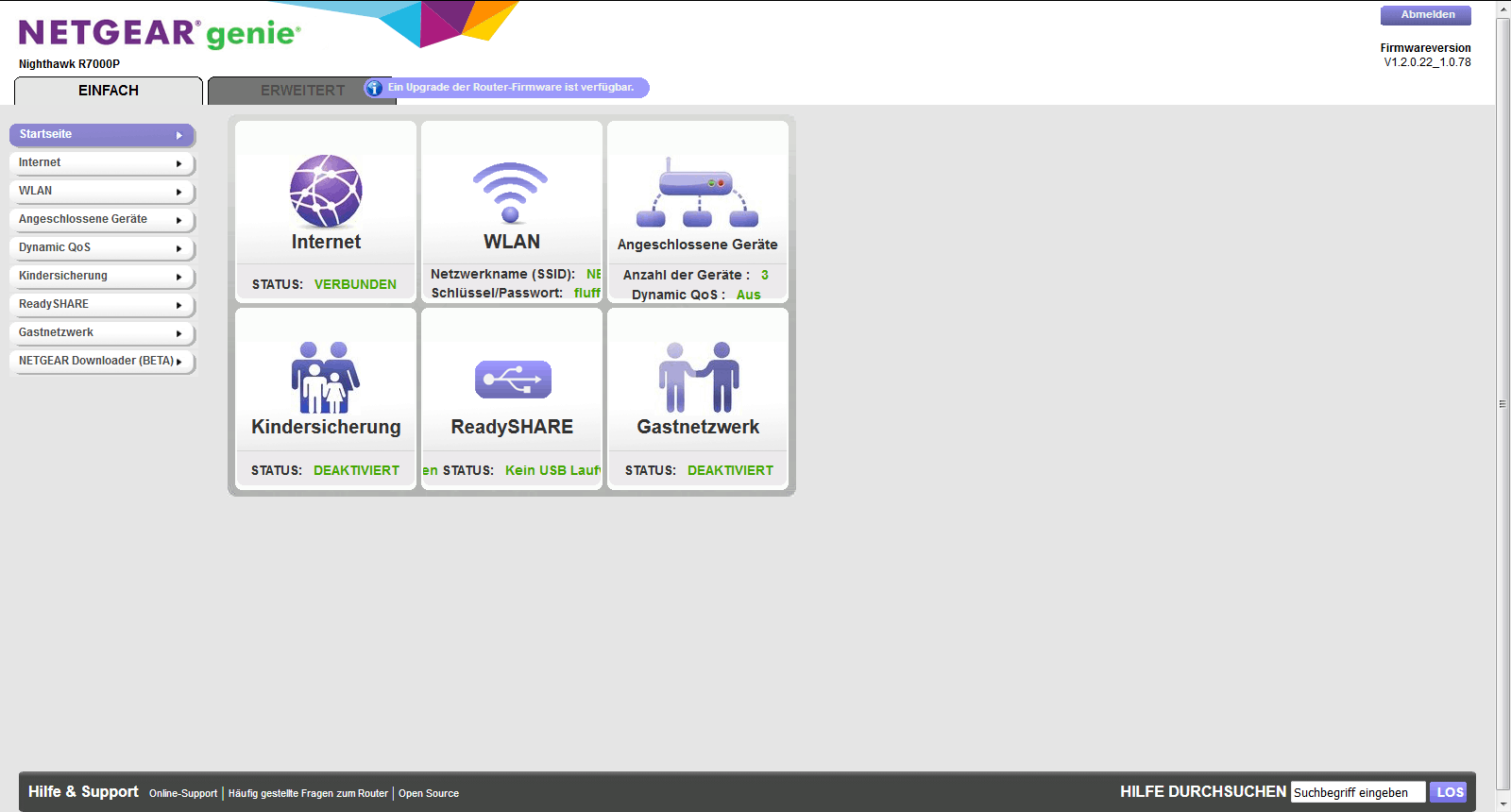 Netgear R-AC2300 Hinweis Firmware