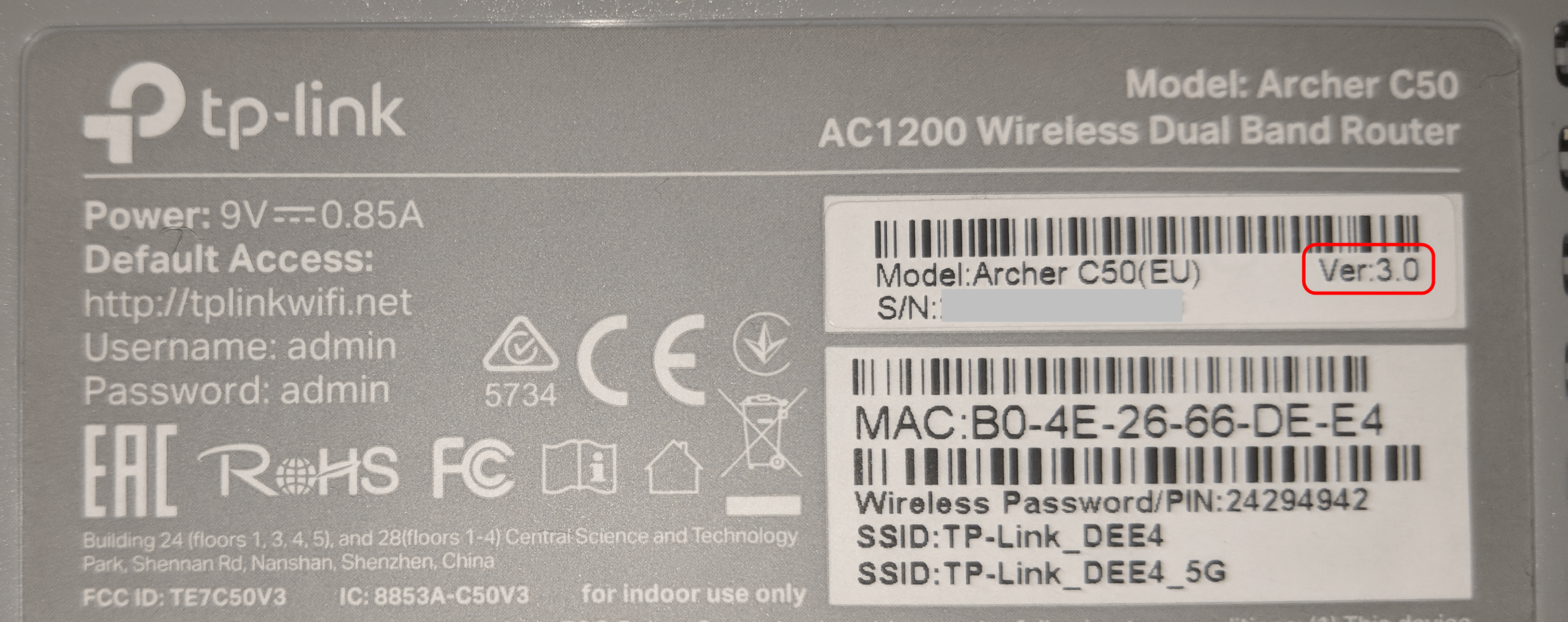 TP-Link Archer C50 – Revision ermitteln