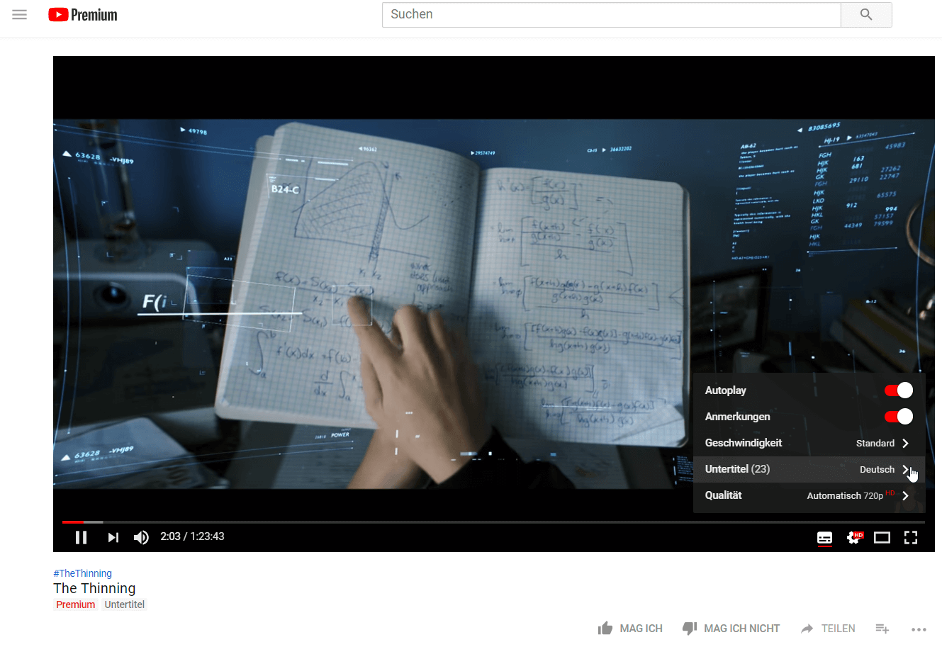YouTube Premium Player und Einstellungen