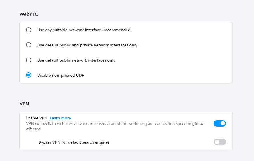 Website Opera Browser VPN Einstellungen