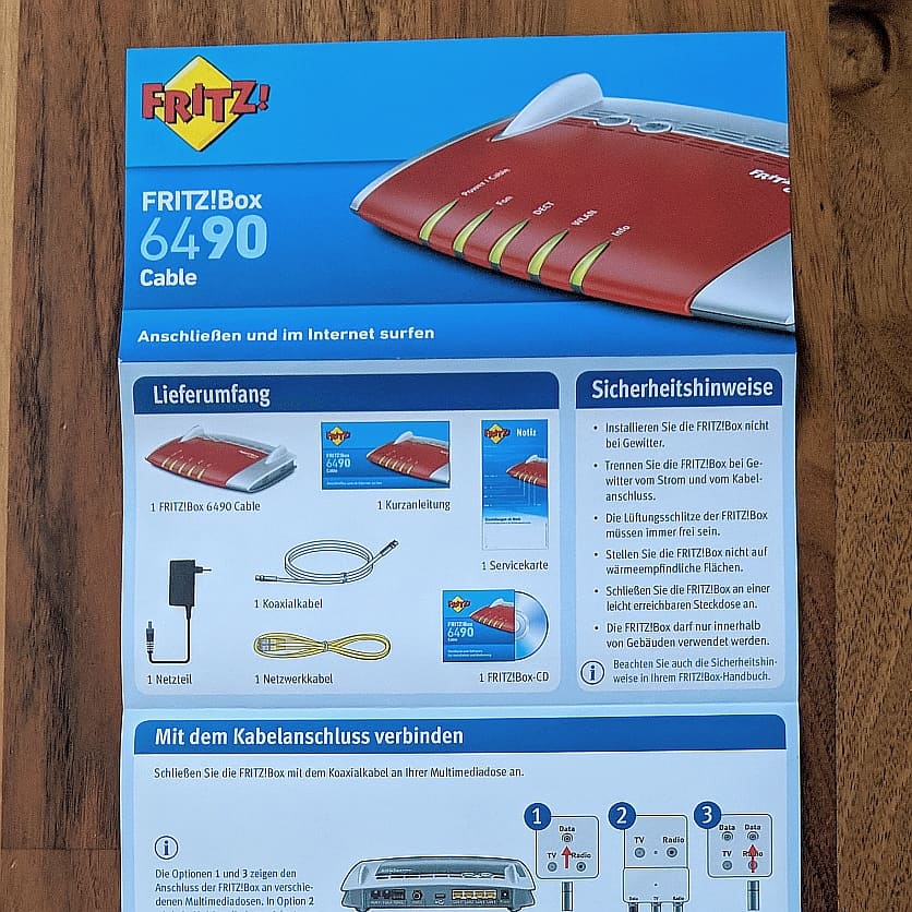 FritzBox 6490 – Plakat für die Router-Einrichtung