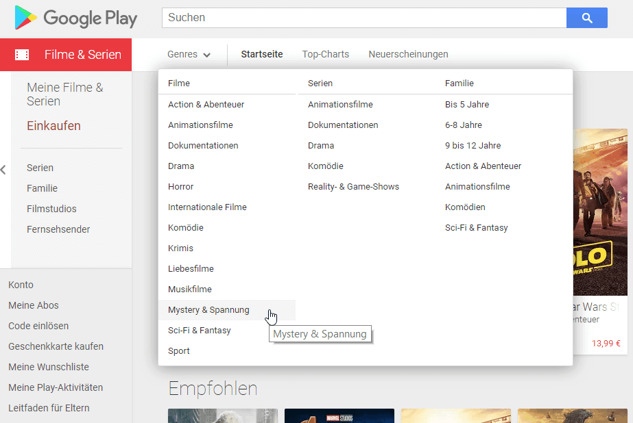 Google Play Genres