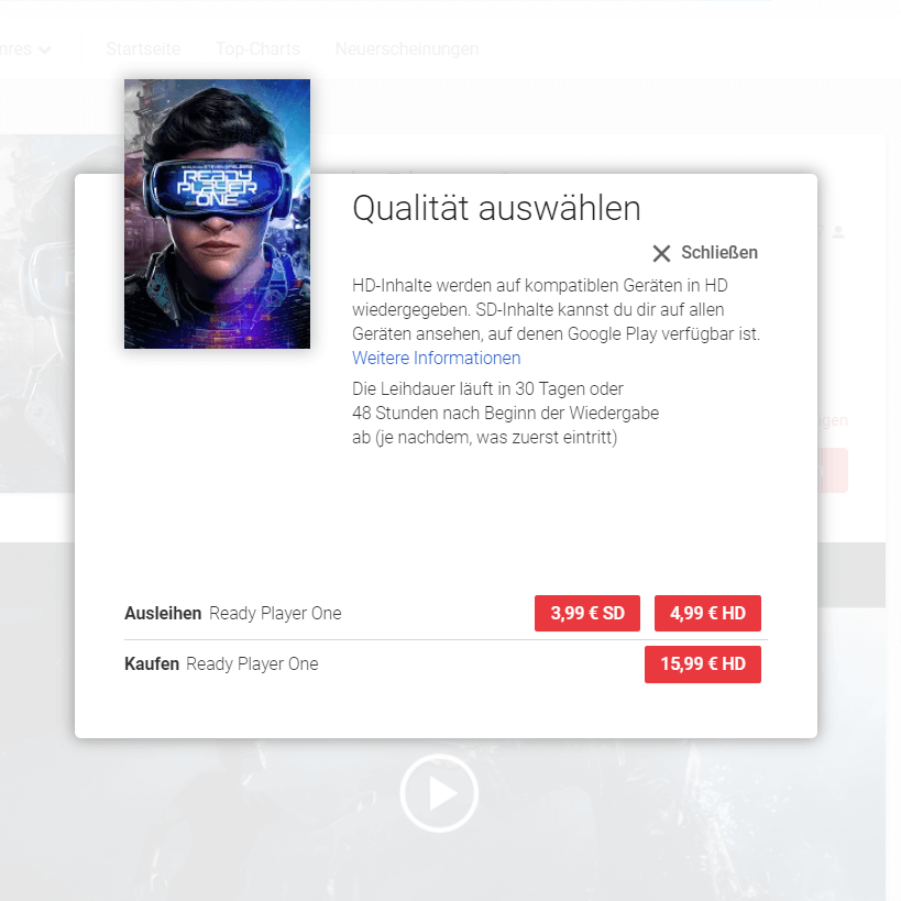 Google Play Qualitaet auswaehlen