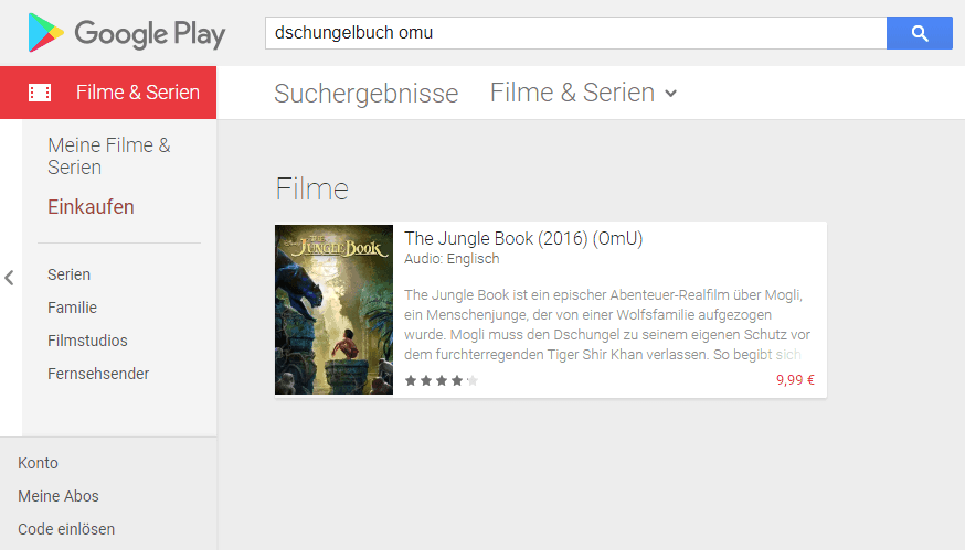 Google Play Suche OmU