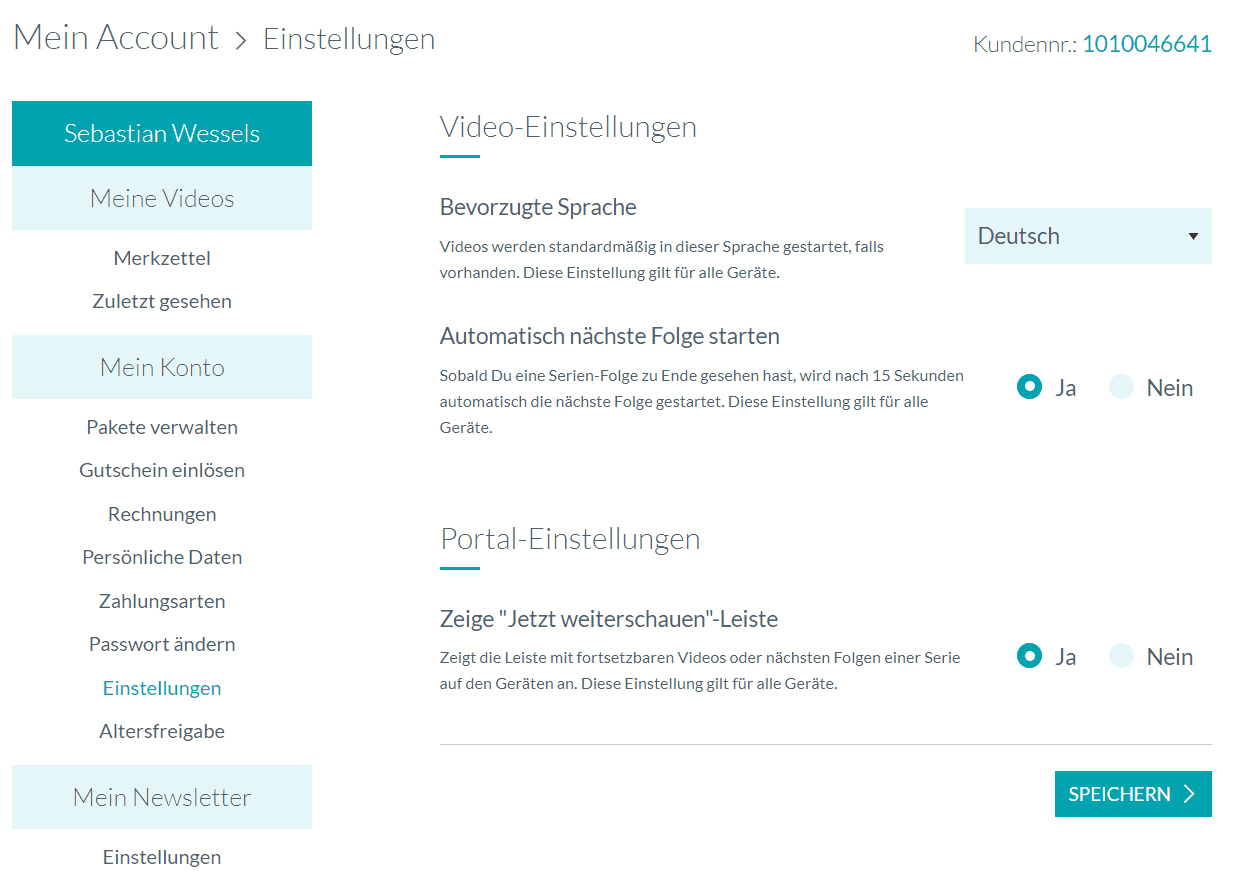 Maxdome Einstellungen