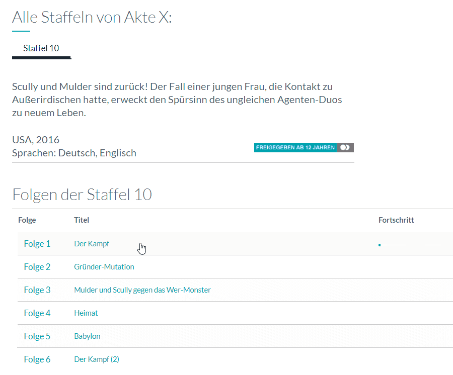 Maxdome Folgen