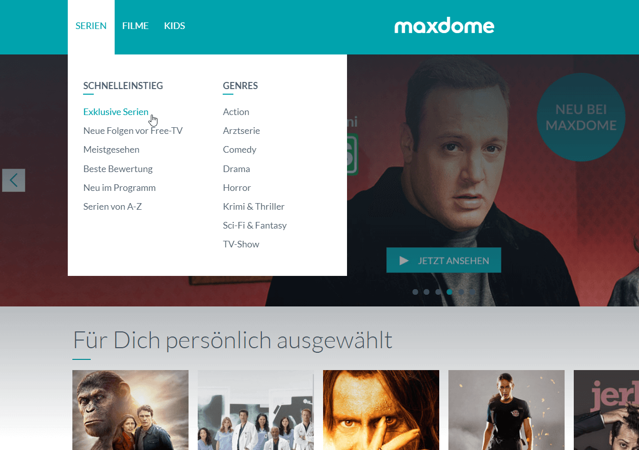 Maxdome Serien Menue