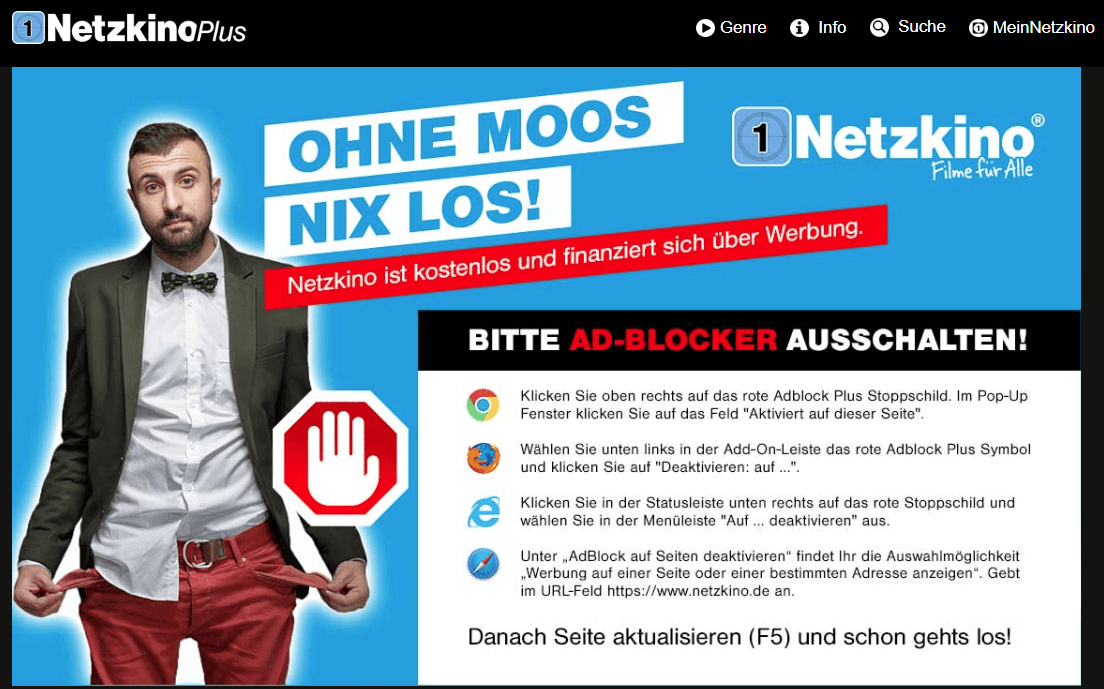 Netzkino Ad-Blocker deaktivieren